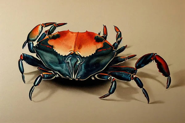 Crab painted with ink painting. High quality illustration