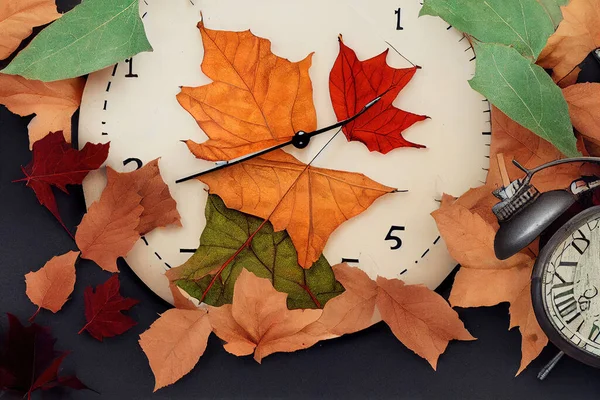 Clocks Go Back Autumn Clock Illustration Stock Vector (Royalty Free)  1827694316