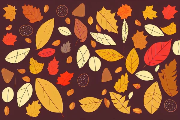 Fall sale banner template Autumn abstract geometric background with fallen leaves, berries, acorns Autumn decorative poster Promo badge for your seasonal design Raster illustration , anime style