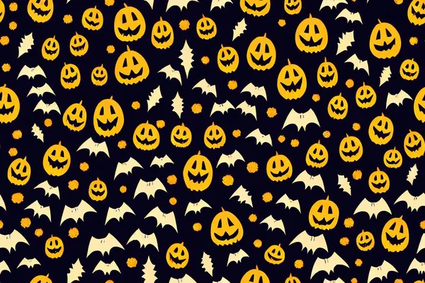 Seamless halloween cat pattern. Creative pattern with cat, bats, boo, trees, halloween. Funny halloween cat pattern for textile and fabric.