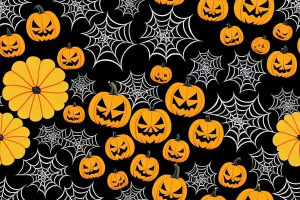 Seamless halloween pattern for girls or boys. Creative Raster spooky black background with textured spider. Funny creepy pattern for textile and fabric. Repeat spider, happy halloween.