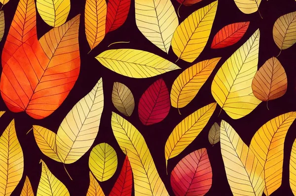 Watercolor pattern of autumn plants. Autumn leaves, leaf fall. Modern bright style. You can use a bright print for your design.
