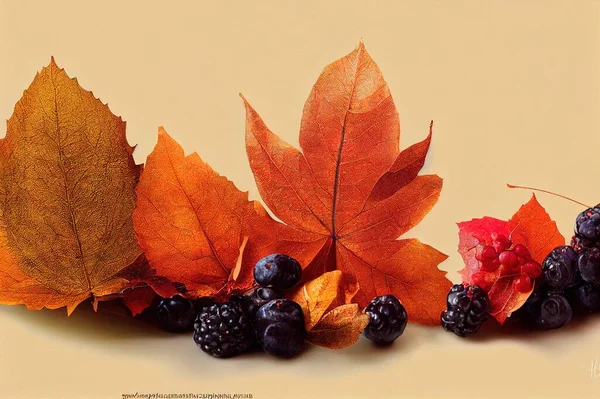 leaf and berry autumn fall background for wedding invitation, background autumn fall