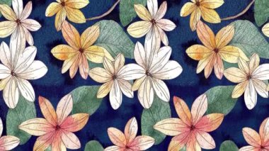 Elle çizilmiş suluboya çiçekler ve yapraklarla kusursuz bir klasik animasyon. Botanik suluboya oluşturucu ve arkaplan