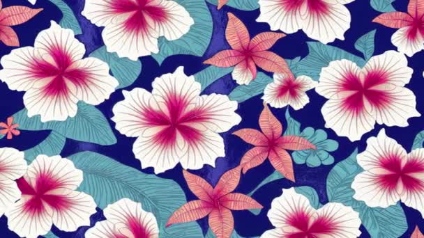 Hawajski Hibiskus Plemienny Element Tkaniny Mozaika Abstrakcyjny Vintage Bezszwowa Animacja — Wideo stockowe