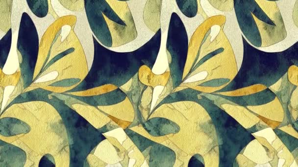 Abstracte Nordic Print Met Geometrische Gouden Vormen Bloemen Bladeren Witte — Stockvideo