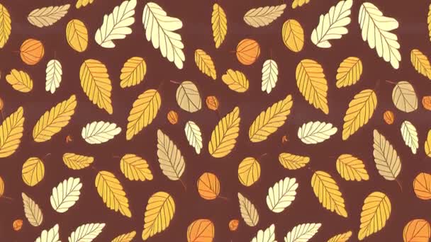 Herfst Bladeren Acorns Peach Beige Naadloze Looping Animatie Ontwerp — Stockvideo