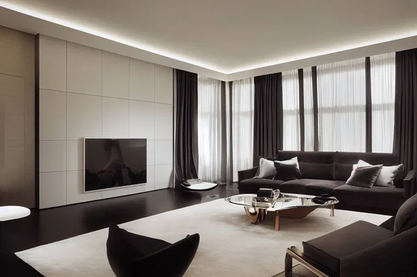Luxury and bright living room interior design