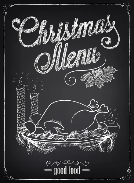 Christmas menu on the chalkboard — Stock Vector