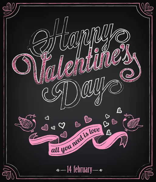 Šťastný valentines den pozadí. retro designu ruční písmo — Stockový vektor