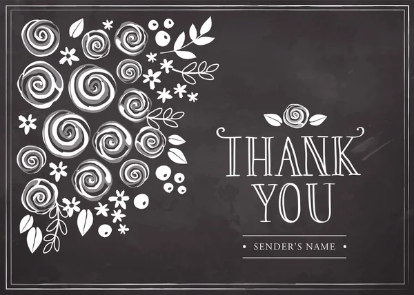 Thank you card with floral background — Stock Vector