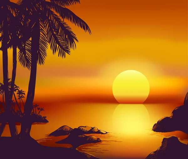 Tarjeta de puesta de sol de verano — Archivo Imágenes Vectoriales