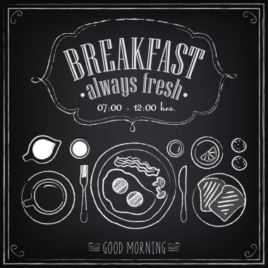 Vintage Poster. Breakfast menu. Fried eggs, coffee. Freehand drawing. Set of sketches vector Vintage Poster. Breakfast menu. Fried eggs, coffee. Freehand drawing. Set of sketches vector