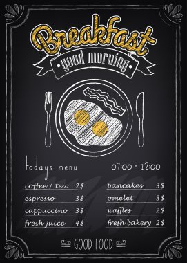 Vintage Poster. Breakfast menu. Fried eggs, beacon. Freehand drawing vector Vintage Poster. Breakfast menu. Fried eggs, beacon. Freehand drawing vector