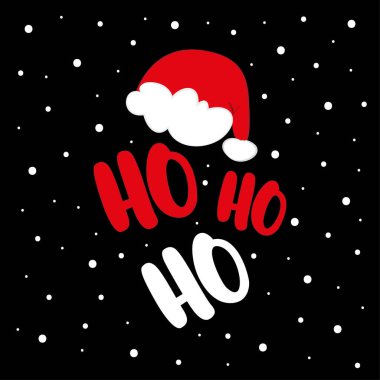 Noel Baba 'nın şapkası ve kar siyah arka bahçeye düşer. Noel için tebrik kartı, poster, davetiye, etiket ve diğer hediye tasarımları için iyidir..