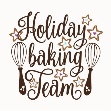 Tatil pişirme takımı, çırpma ve zencefilli klonlama. Gömlek baskısı, poster, kart, etiket ve Noel için diğer süslemeler için iyi.