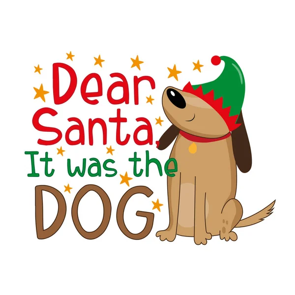 Querido Santa Era Perro Frase Divertida Para Navidad Bueno Para — Vector de stock