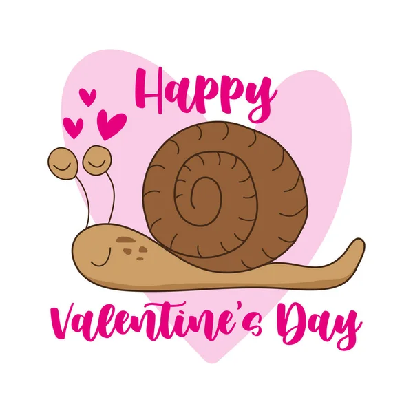 Happy Valentine Day Cute Snail Hearts Good Greeting Card Poster — Vettoriale Stock