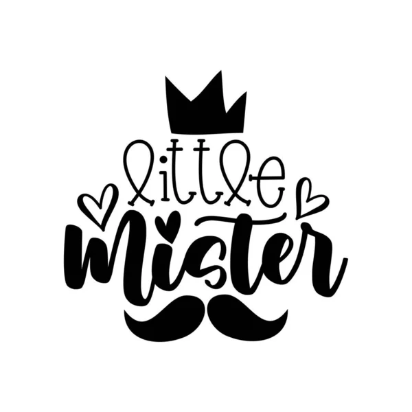 Little Mister Cool Crown Mustache Good Baby Clothes Poster Card — Stockvector