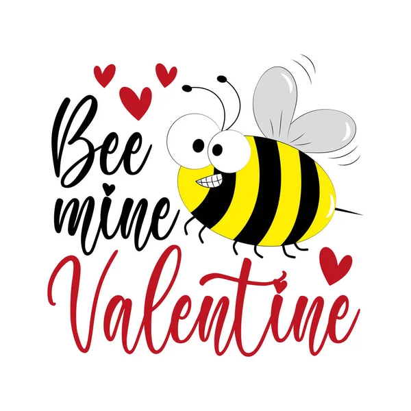 Pszczoła Kopalnia Valentine Słodkie Pszczoły Serca Nadaje Się Kartki Okolicznościowej — Wektor stockowy