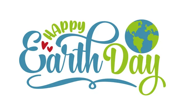 Happy Earth Day Modern Caligraphy Planet Earth Good Poster Banner — Stock Vector