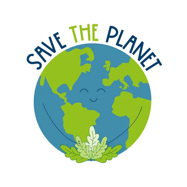Planet Χαριτωμένο Smiley Πλανήτη Φύλλα Καλό Για Ευχετήρια Κάρτα Αφίσα — Διανυσματικό Αρχείο
