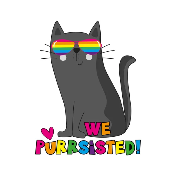 Purrsisted Lgbt Pride Slogan Discrimination Motivational Saying Cute Cat — Stock Vector