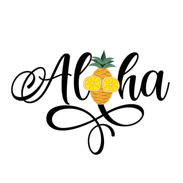 Aloha Legrační Typografie Ananasu — Stockový vektor