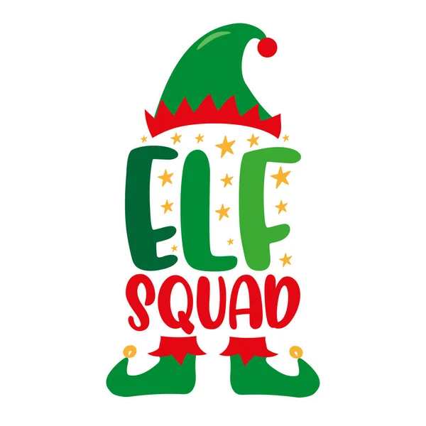 精灵小队 可爱的Elf帽子和鞋子 适用于婴儿服装 贺卡和邀请卡印刷 标签和其他圣诞装饰 — 图库矢量图片