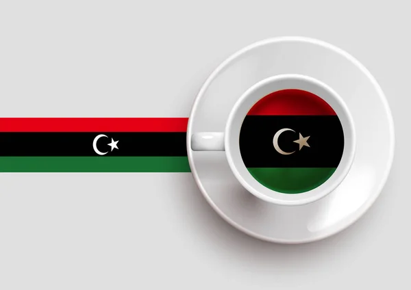Bandeira Líbia Com Café Vista Superior Ilustração Vetorial —  Vetores de Stock