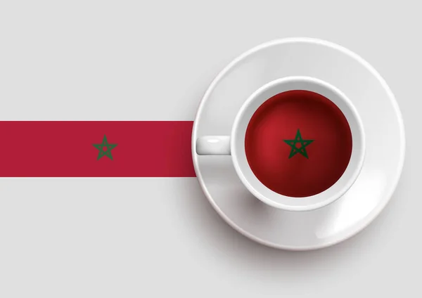 Bandeira Marrocos Com Café Vista Superior Ilustração Vetorial —  Vetores de Stock