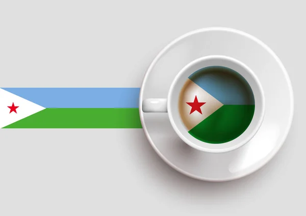 Bandeira Djibuti Com Café Vista Superior Ilustração Vetorial —  Vetores de Stock