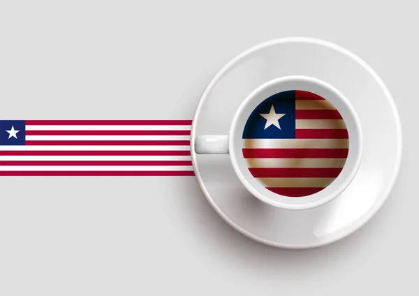 Bandiera Liberia Con Caffè Vista Dall Alto Illustrazione Vettoriale — Vettoriale Stock