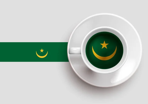 Bandeira Mauritânia Com Café Vista Superior Ilustração Vetorial —  Vetores de Stock