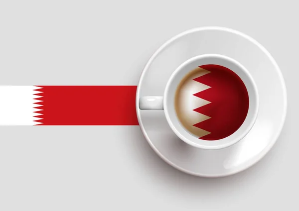 Bandeira Bahrein Com Uma Taça Café Saborosa Vista Superior Fundo —  Vetores de Stock