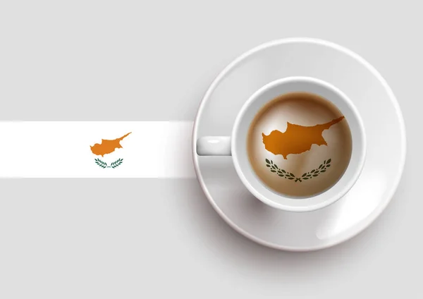 Σημαία Κύπρου Γευστικό Φλιτζάνι Καφέ Στην Επάνω Όψη Και Φόντο — Διανυσματικό Αρχείο