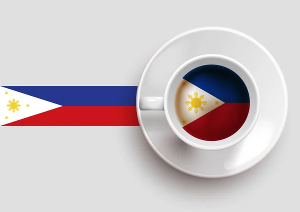 Σημαία Φιλιππίνων Ένα Νόστιμο Φλιτζάνι Καφέ Στην Κορυφή Θέα Και — Διανυσματικό Αρχείο
