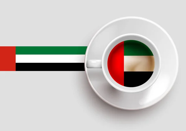Birleşik Arap Emirlikleri Bayrağı Üst Manzaralı Eğimli Bir Kahve Fincanı — Stok Vektör