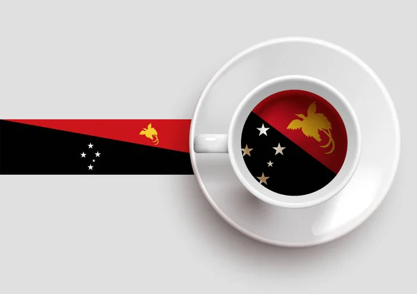 Σημαία Παπούα Νέας Γουινέας Ένα Νόστιμο Φλιτζάνι Καφέ Στην Κορυφή — Διανυσματικό Αρχείο