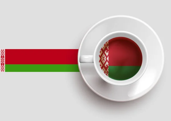 Флаг Беларуси Вкусной Кофейной Чашкой Сверху Градиентным Фоном Горячие Напитки — стоковый вектор
