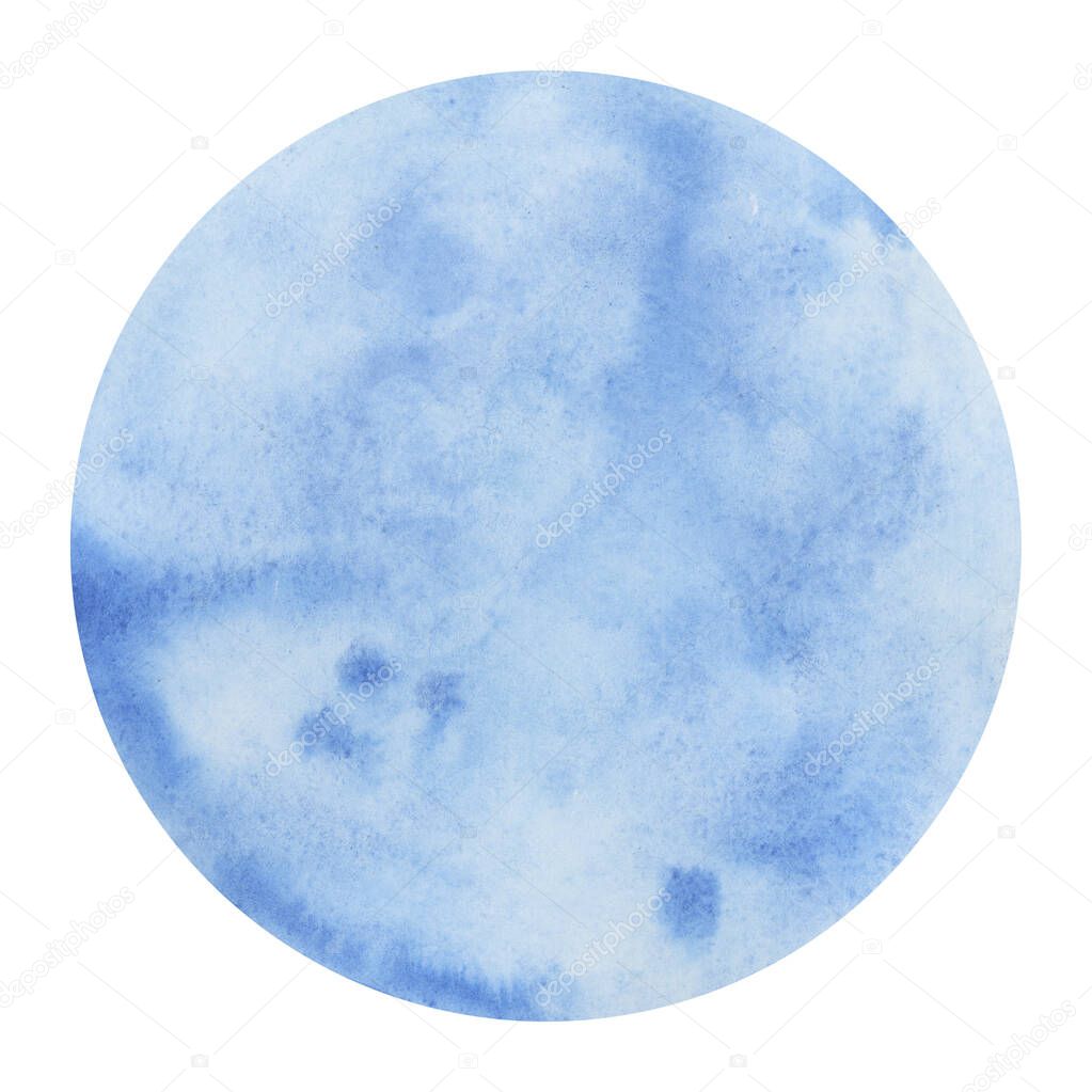 Blue watercolor frame isolated on white background