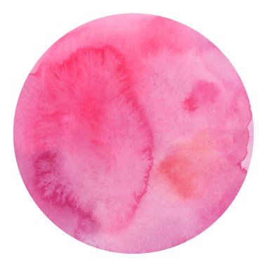 Beyaz arkaplanda izole edilmiş pembe suluboya çerçeve.