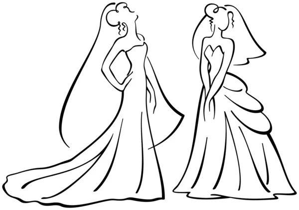 Bruiden silhouetten — Stockvector