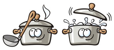 soup pan with boiling water clipart