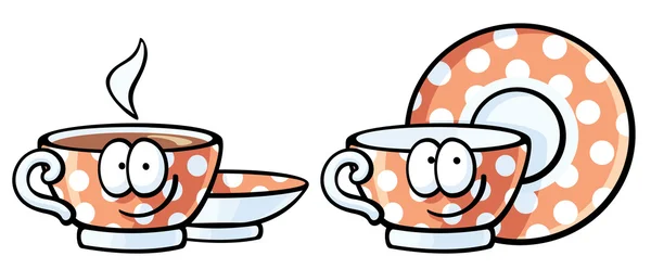 Cute foods characters set - cup of tea — Stock Vector