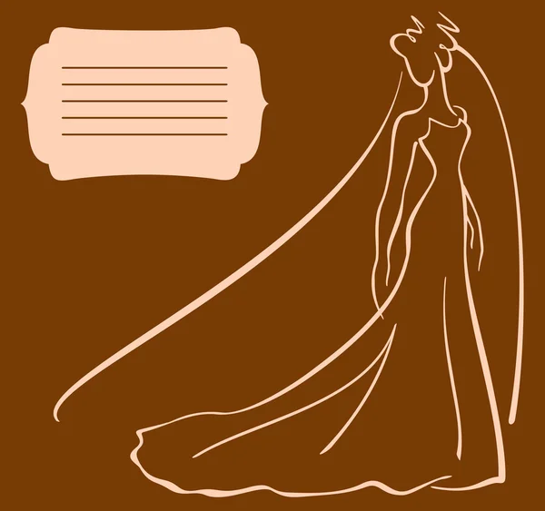 Kaart voor bruiloft uitnodiging met bruid sillhouette — Stockvector