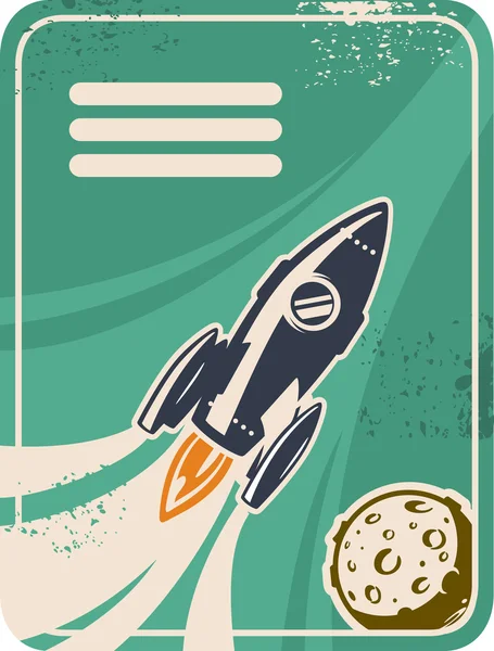 Retro card with rocket — Stock Vector