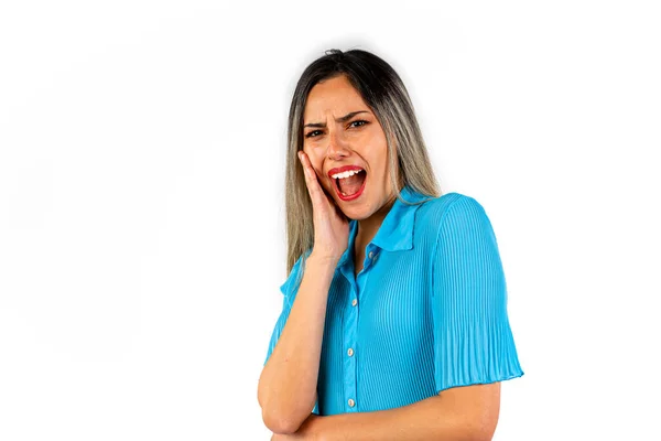 Eine Schöne Junge Frau Mit Einem Ausdruck Der Angst Und — Stockfoto