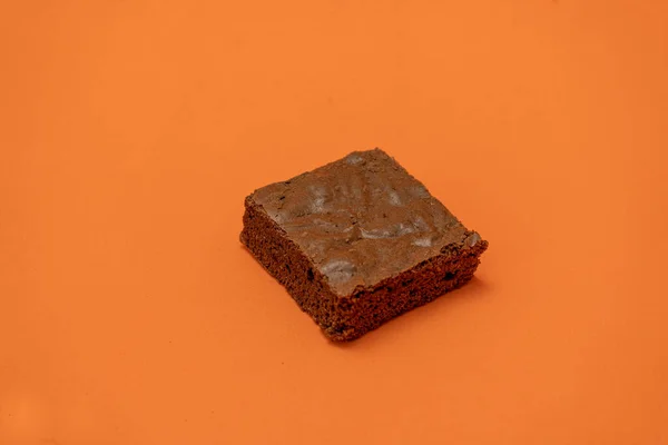 Brownies Chocolate Sobre Fondo Naranja — Foto de Stock
