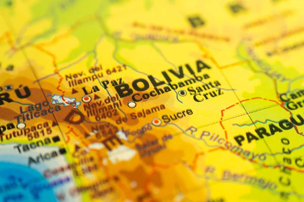 Mapa Orográfico Bolivia Con Referencias Español Concepto Cartografía Viajes Turismo — Foto de Stock